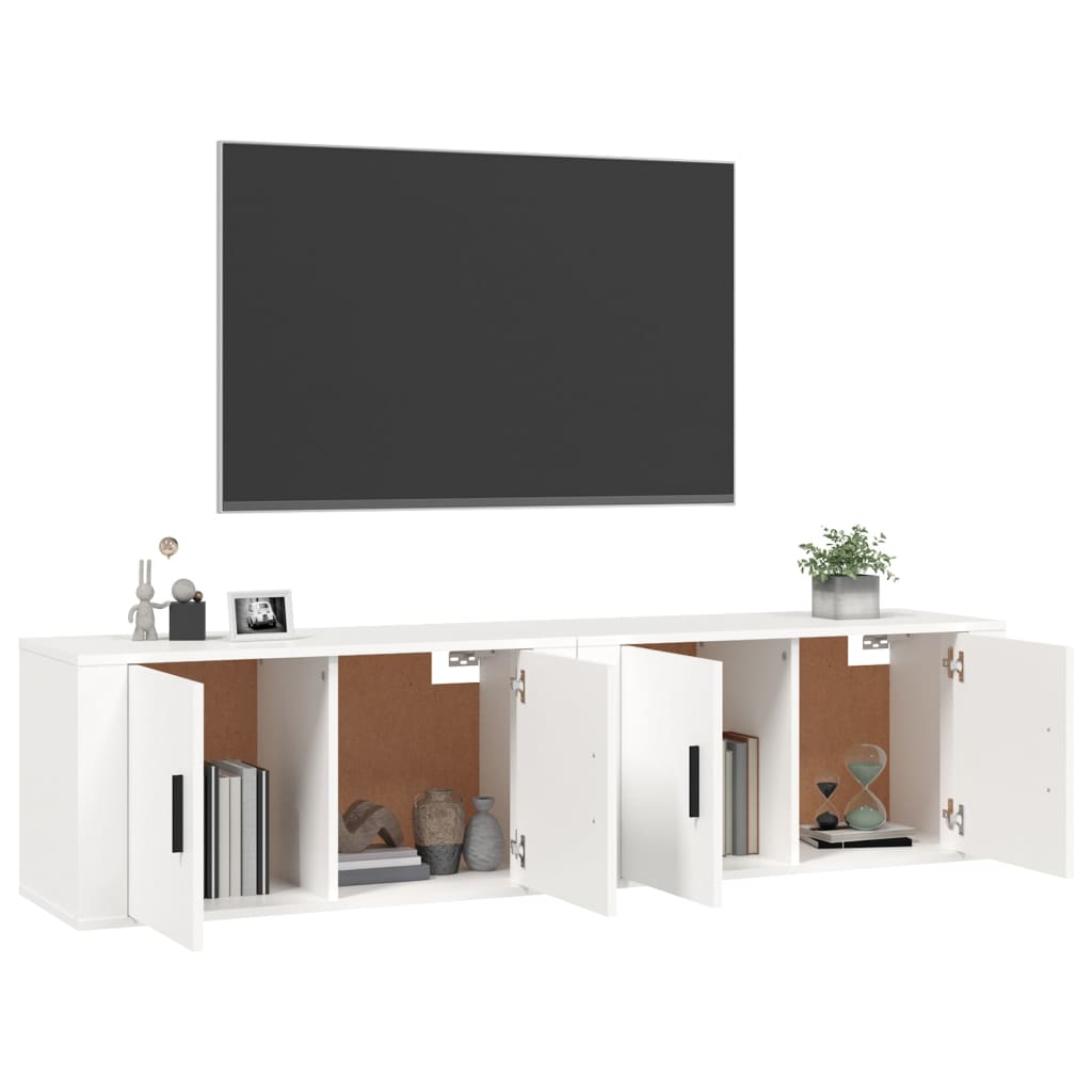 Dulapuri TV montate pe perete, 2 buc., alb, 80x34,5x40 cm GartenMobel Dekor
