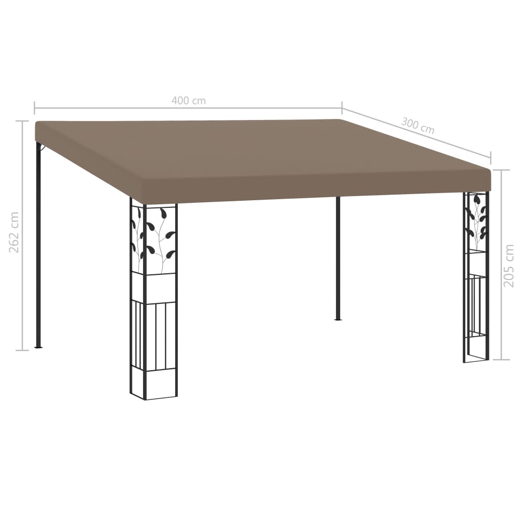 Pavilion montat de perete, gri taupe, 4 x 3 x 2,5 m GartenMobel Dekor