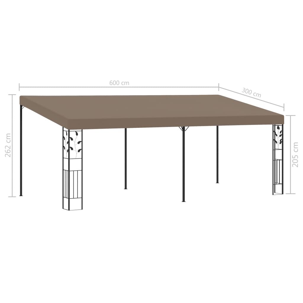 Pavilion montat de perete, gri taupe, 6 x 3 x 2,5 m GartenMobel Dekor