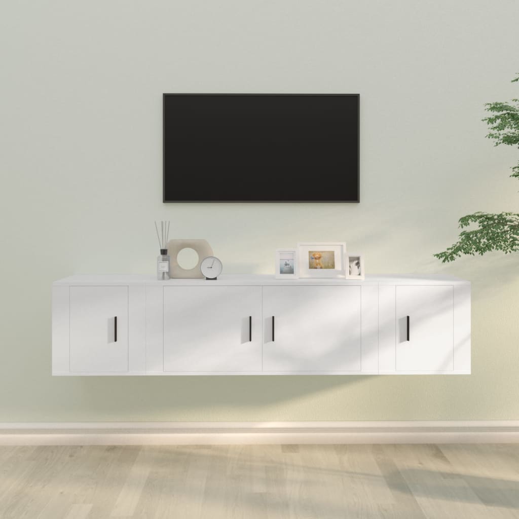 Set comodă TV, 3 piese, alb, lemn prelucrat GartenMobel Dekor