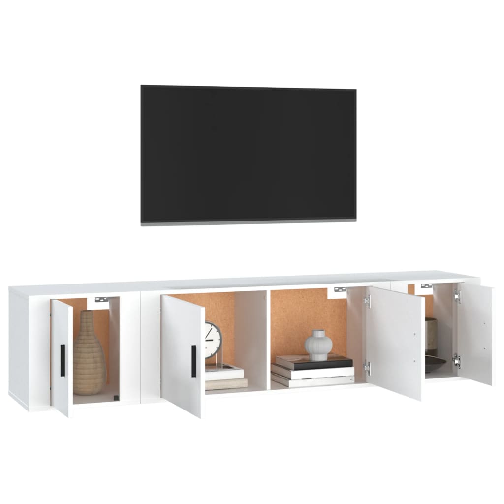 Set comodă TV, 3 piese, alb, lemn prelucrat GartenMobel Dekor