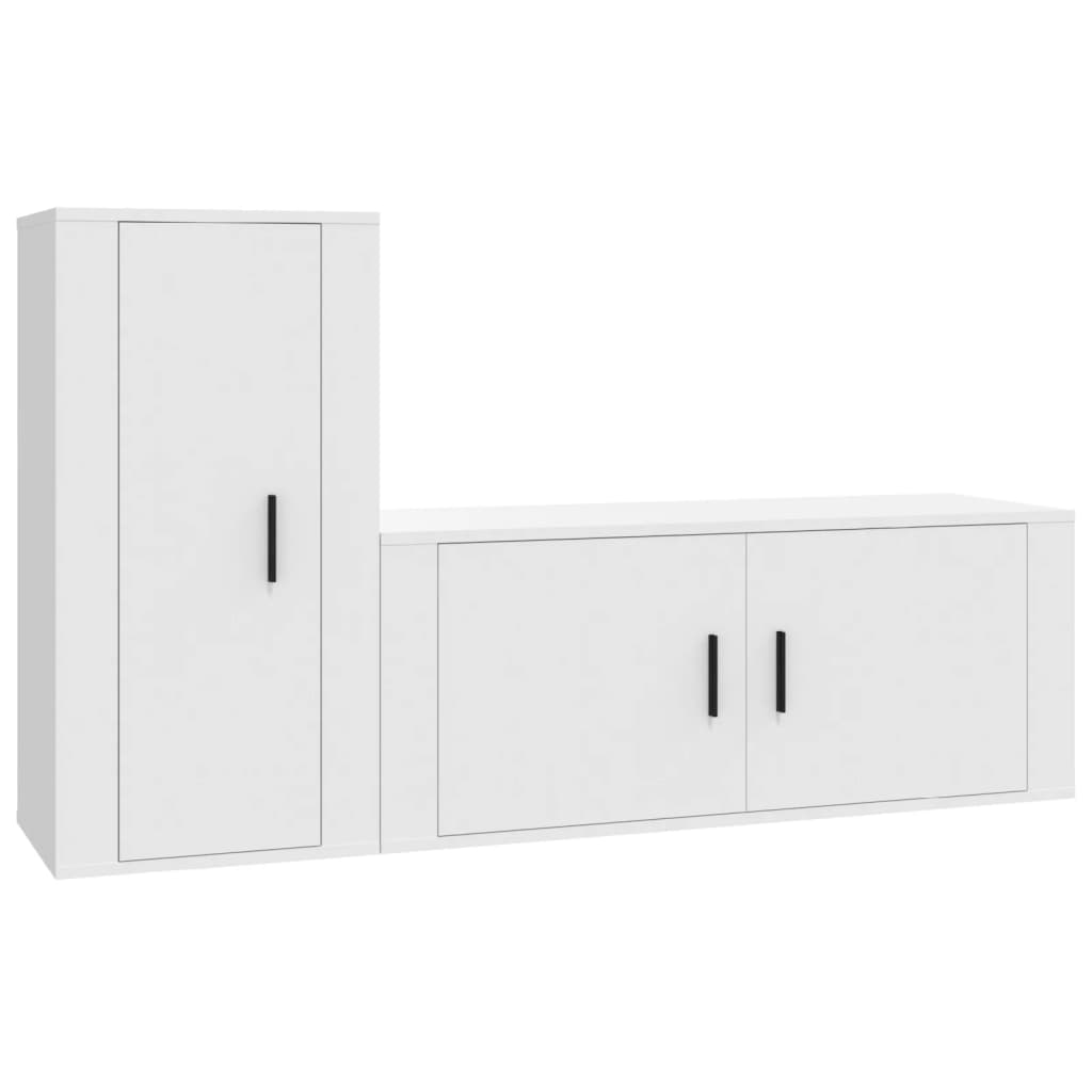 Set dulap TV, 2 piese, alb, lemn prelucrat GartenMobel Dekor