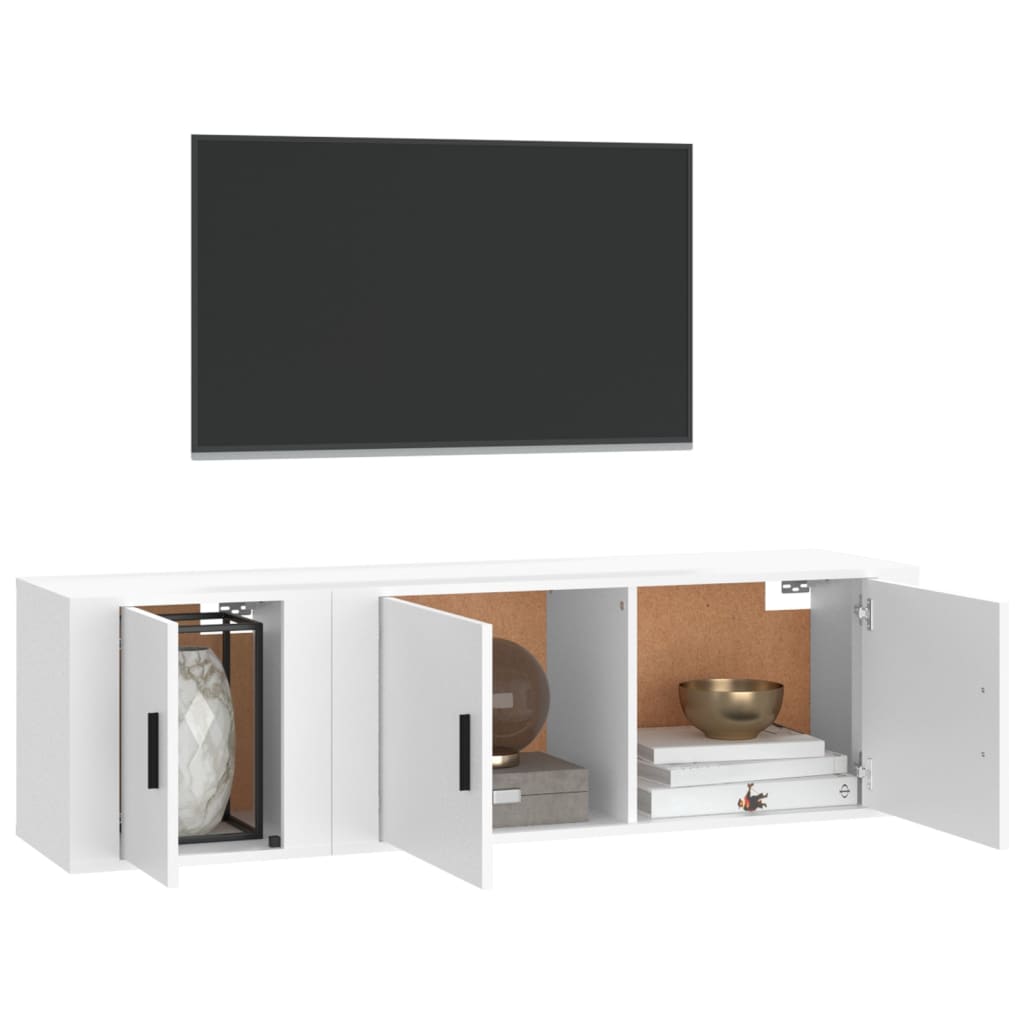 Set dulap TV, 2 piese, alb, lemn prelucrat GartenMobel Dekor