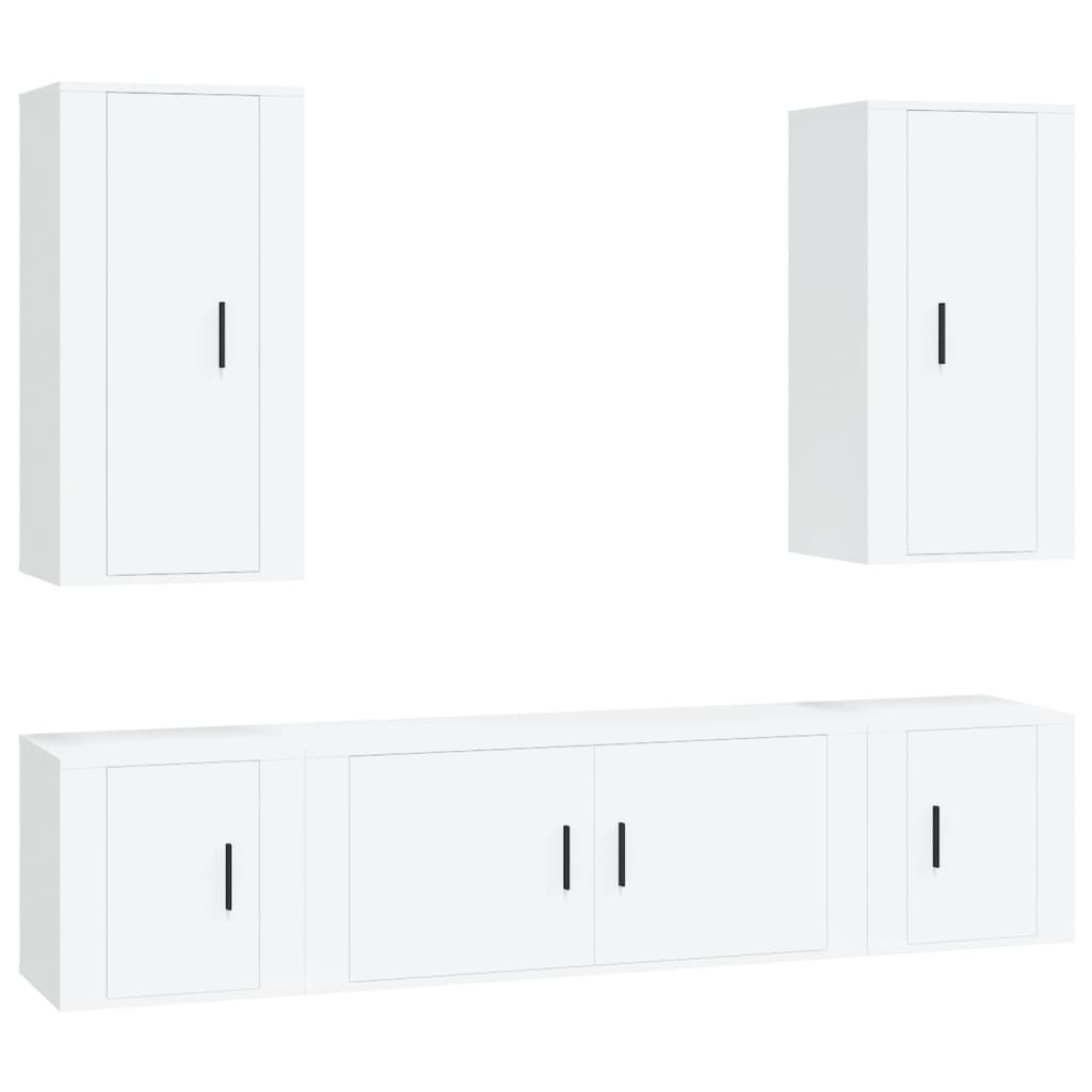 Set dulap TV, 5 piese, alb, lemn prelucrat GartenMobel Dekor