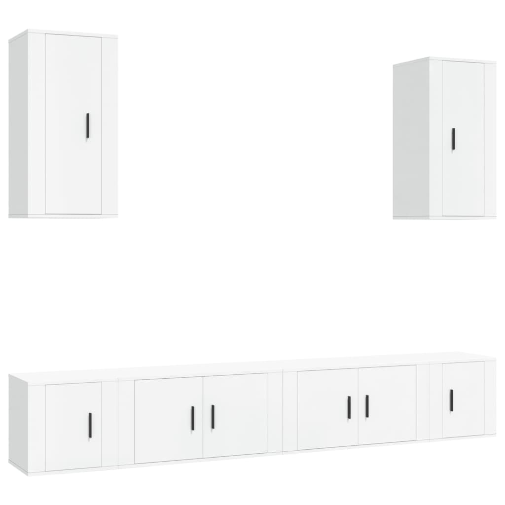 Set dulap TV, 6 piese, alb, lemn prelucrat GartenMobel Dekor