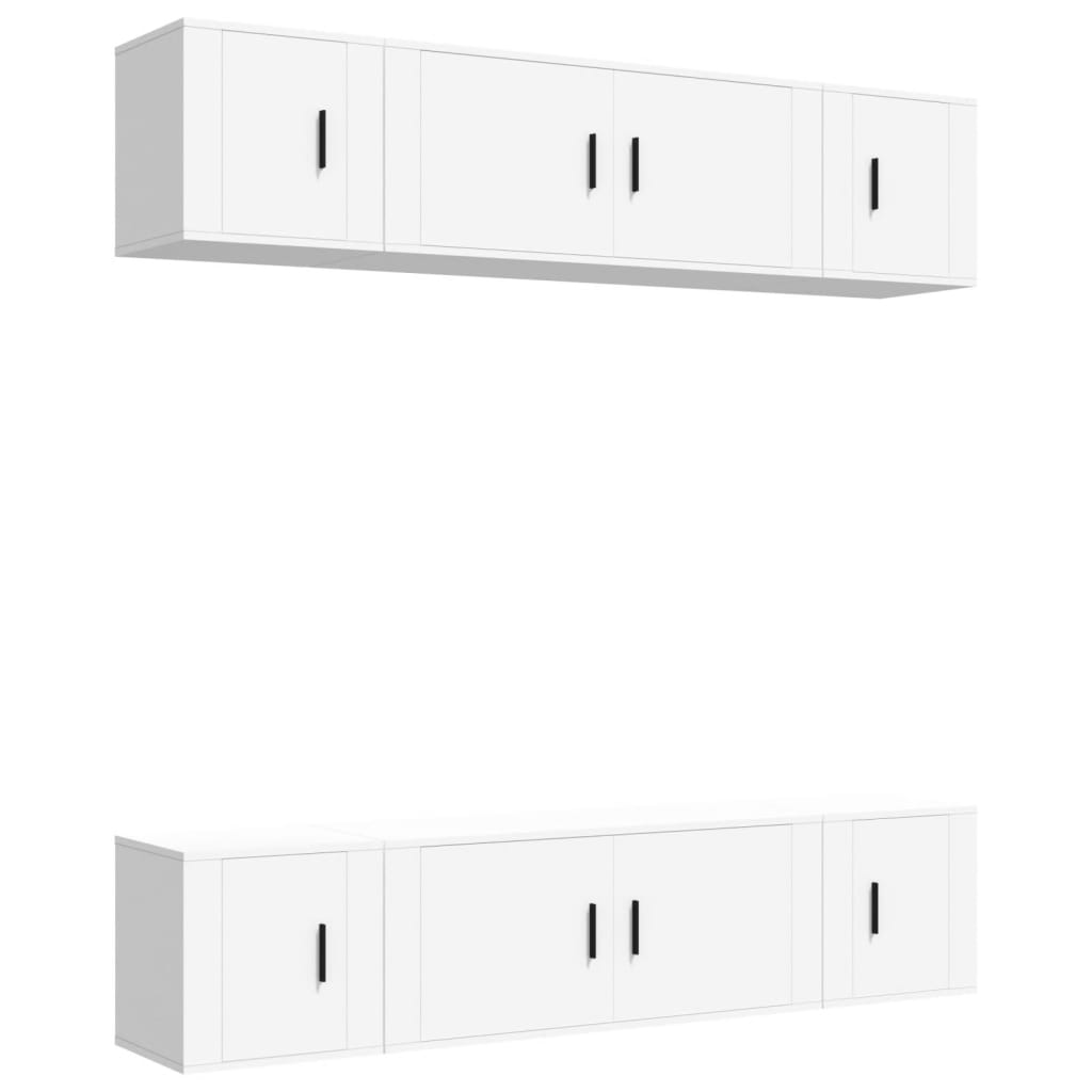 Set dulap TV, 6 piese, alb, lemn prelucrat GartenMobel Dekor