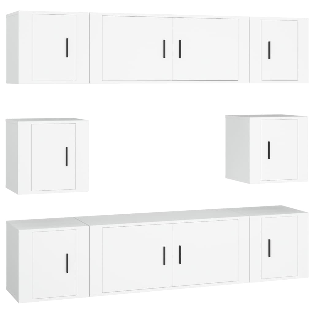 Set dulap TV, 8 piese, alb, lemn prelucrat GartenMobel Dekor