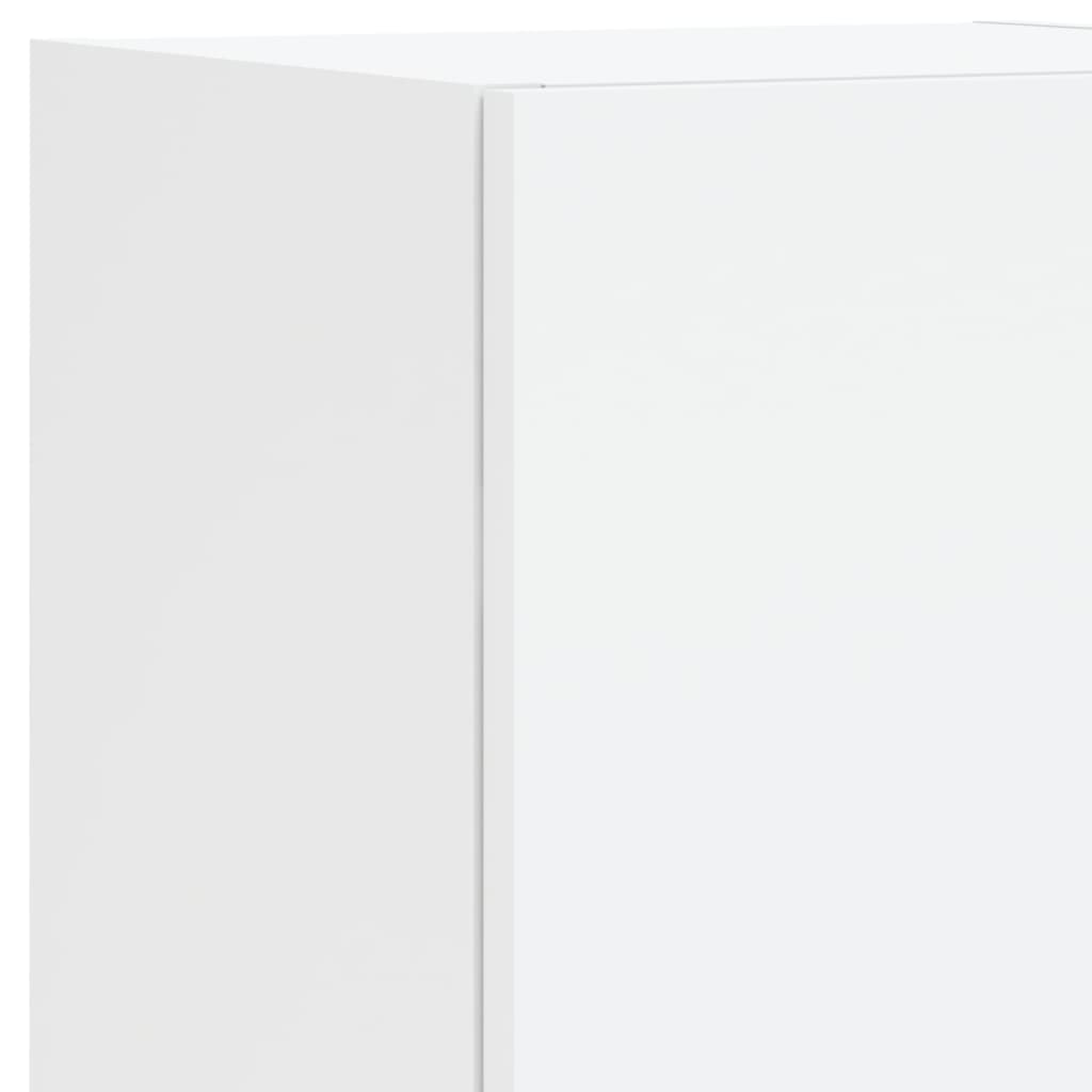 Set comode TV de perete, 7 piese, cu lumini LED, alb GartenMobel Dekor