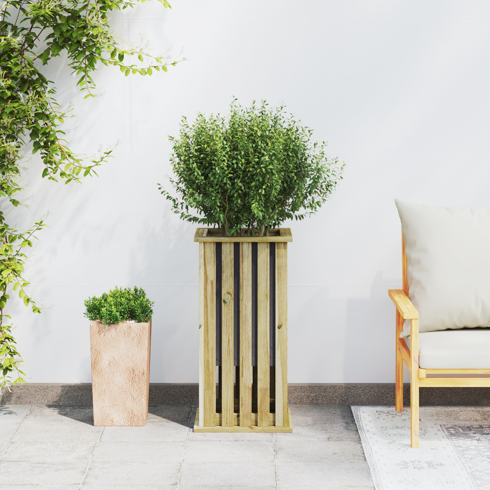 Jardinieră cu captuseală 33x33x65 cm lemn impregnat pin GartenMobel Dekor