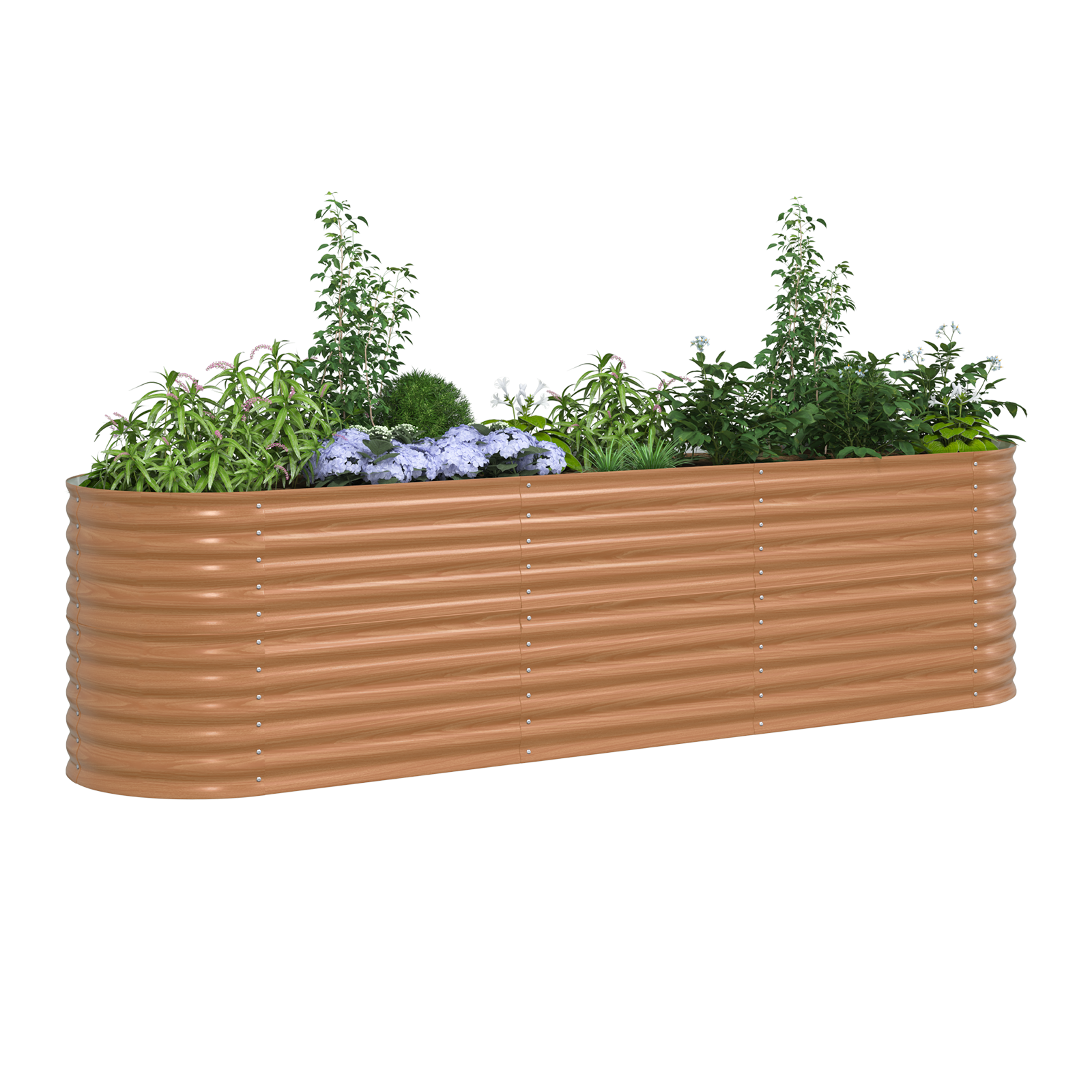 Pat Ridicat Ghiveci Efect De Lemn Metal 320 X 80 X 81 cm Durabil GartenMobel Dekor