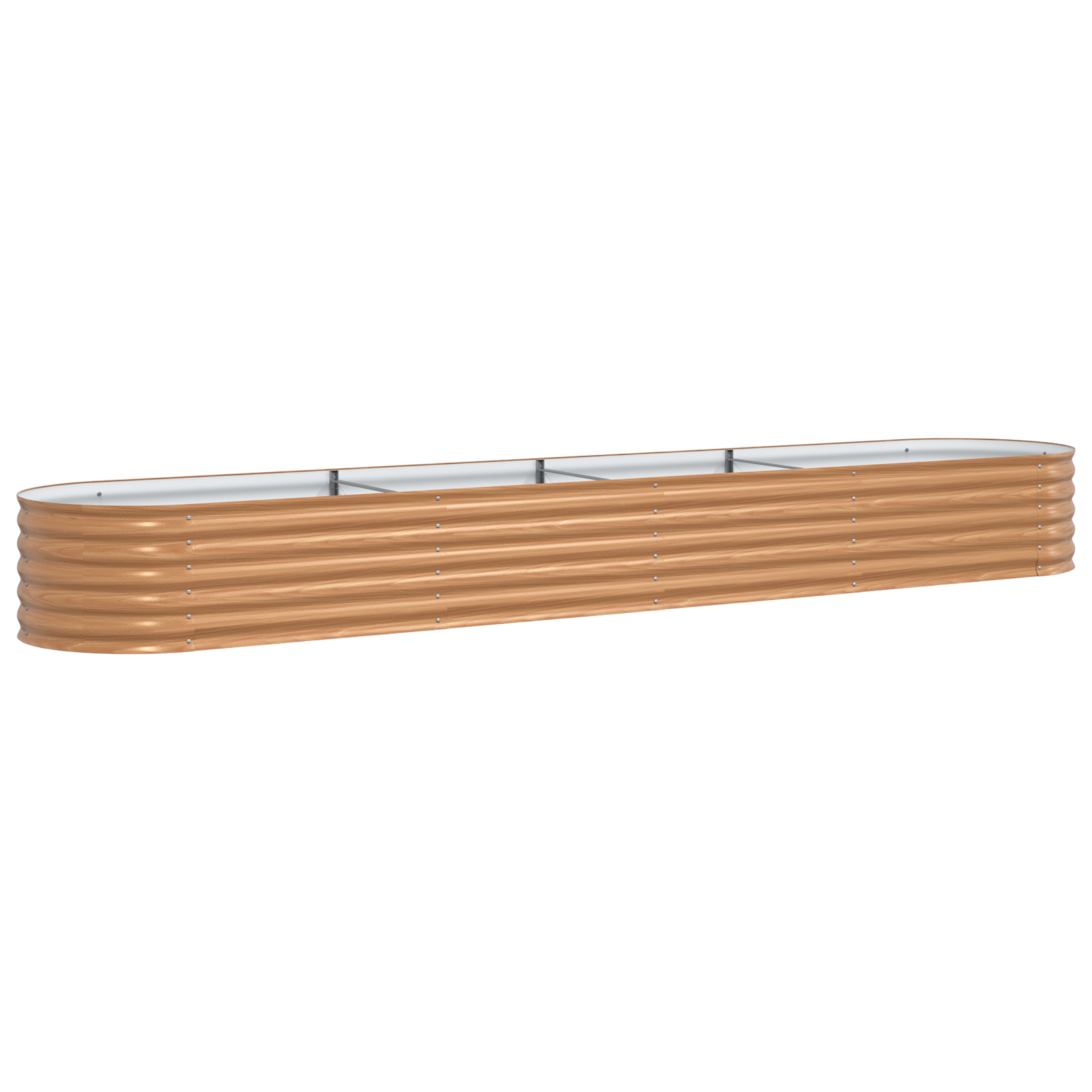 Pat Ridicat pentru Grădină Maro cu Aspect de Lemn 400x80x44 cm Metal GartenMobel Dekor