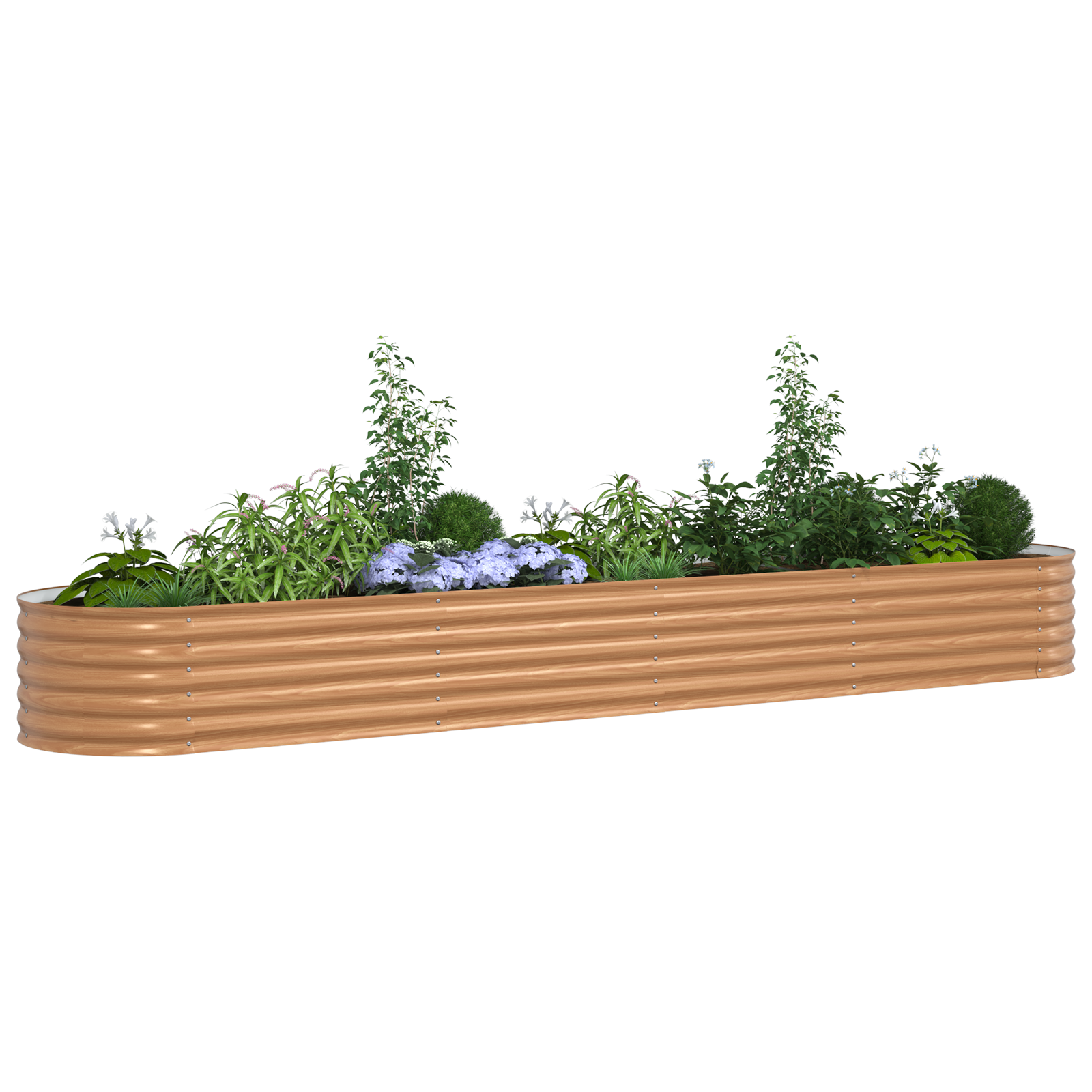 Pat Ridicat pentru Grădină Maro cu Aspect de Lemn 400x80x44 cm Metal GartenMobel Dekor