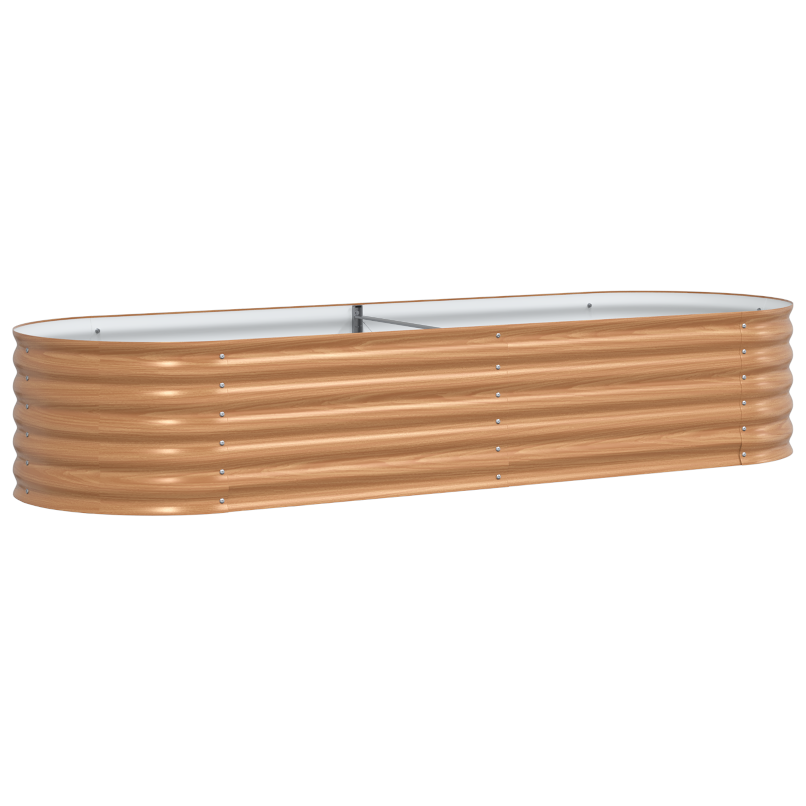 Pat de Grădină Ridicat Marron cu Aspect de Lemn 240x80x44 cm Oțel GartenMobel Dekor