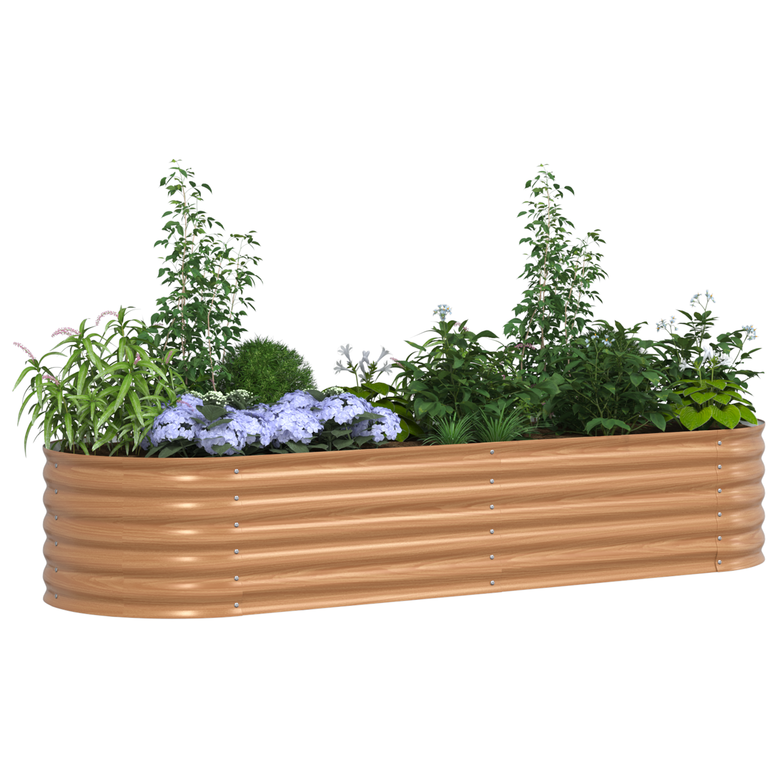 Pat de Grădină Ridicat Marron cu Aspect de Lemn 240x80x44 cm Oțel GartenMobel Dekor