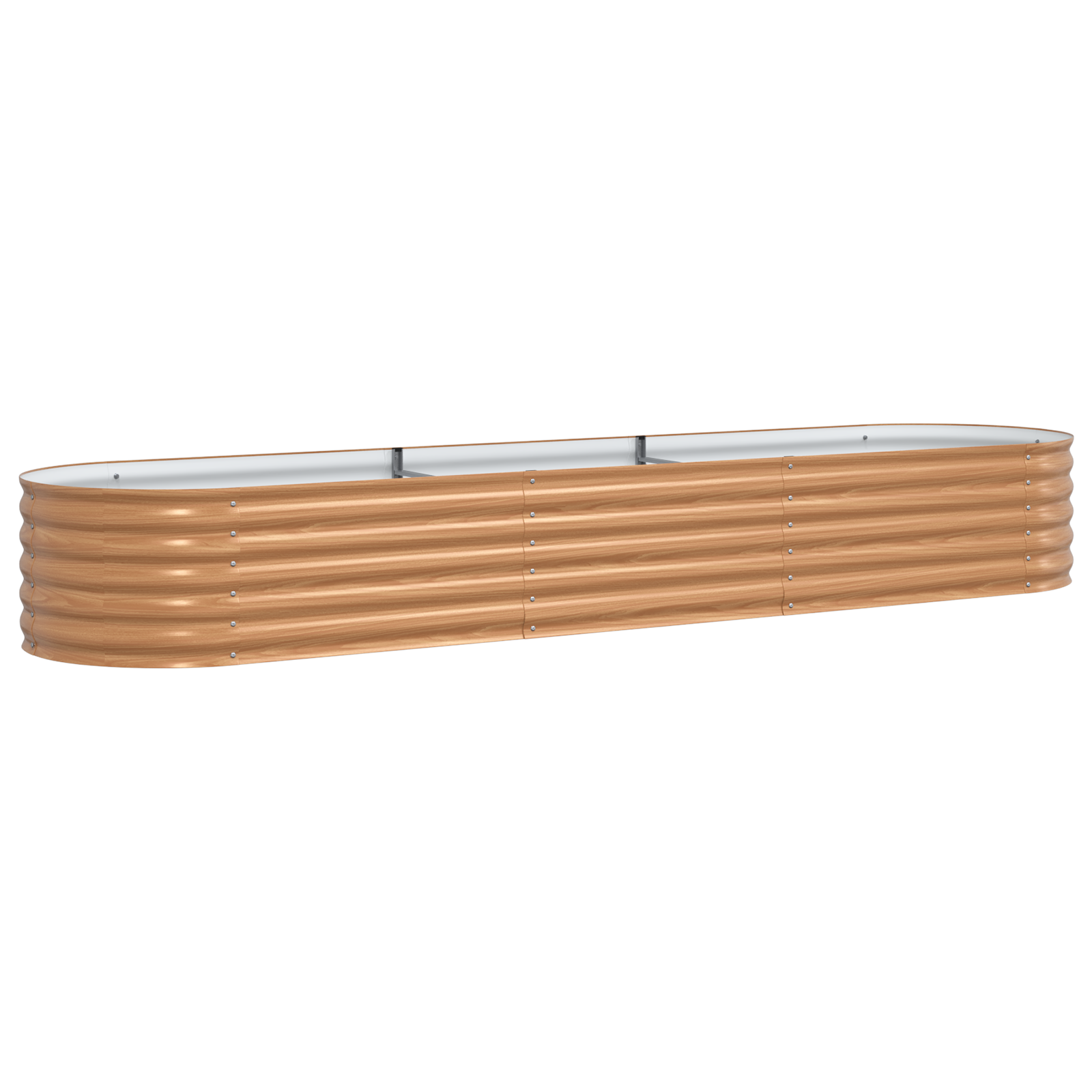 Pat de grădină ridicat maro cu aspect de lemn 320x80x44 cm din oțel GartenMobel Dekor