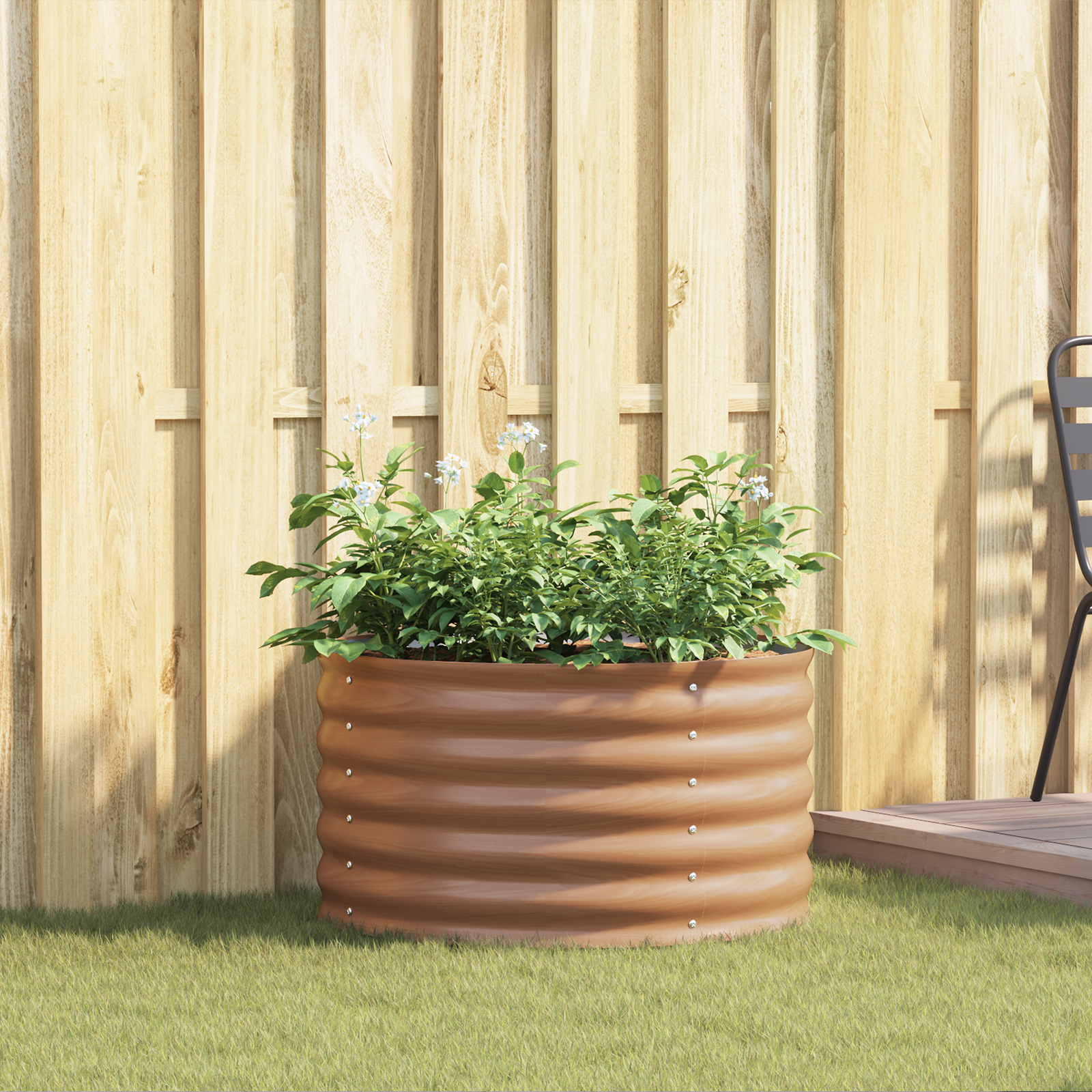 Teren Ridicat pentru Grădină Maro cu Aspect De Lemn 80x80x44 cm Oțel GartenMobel Dekor