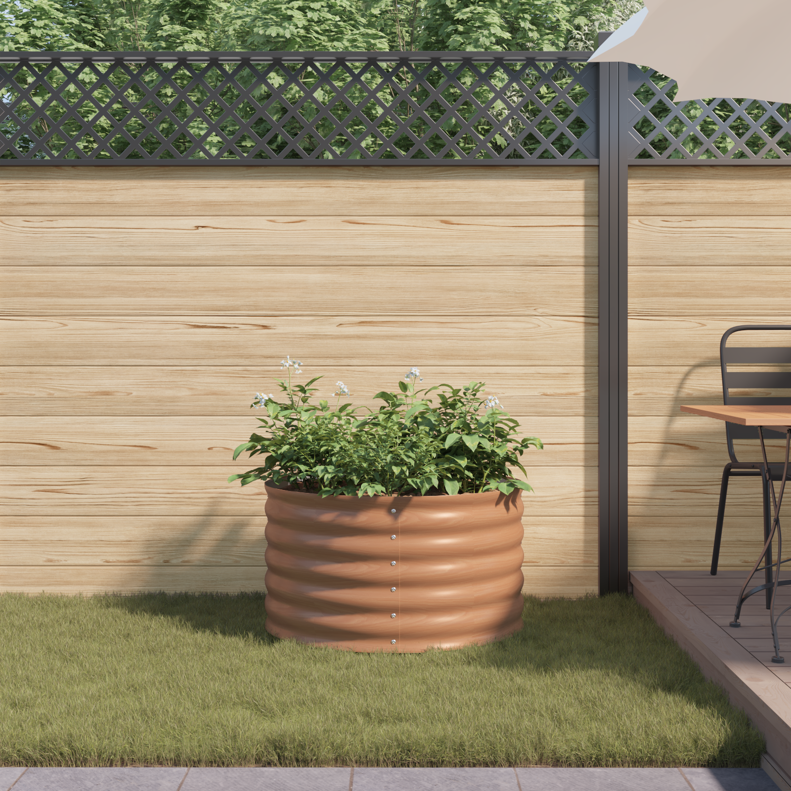 Teren Ridicat pentru Grădină Maro cu Aspect De Lemn 80x80x44 cm Oțel GartenMobel Dekor