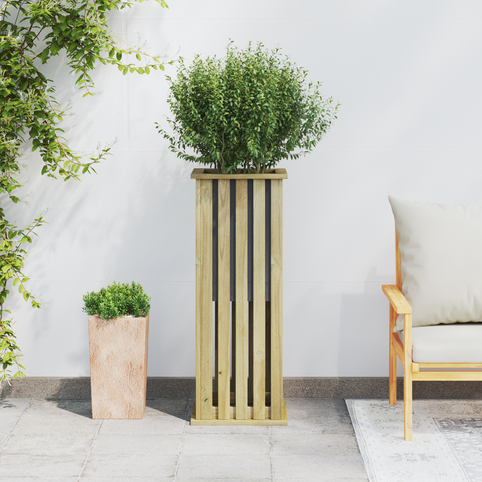Vaza grădină cu dimensiunile 33x33x85 cm din lemn de pin impregnat GartenMobel Dekor