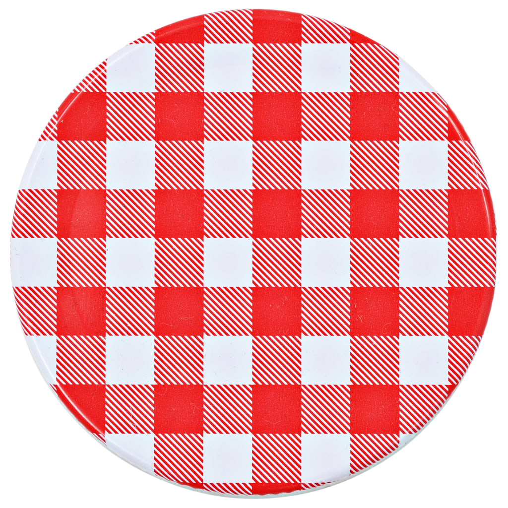 Borcane de sticlă pentru gem capace alb și roșu, 48 buc, 110 ml GartenMobel Dekor