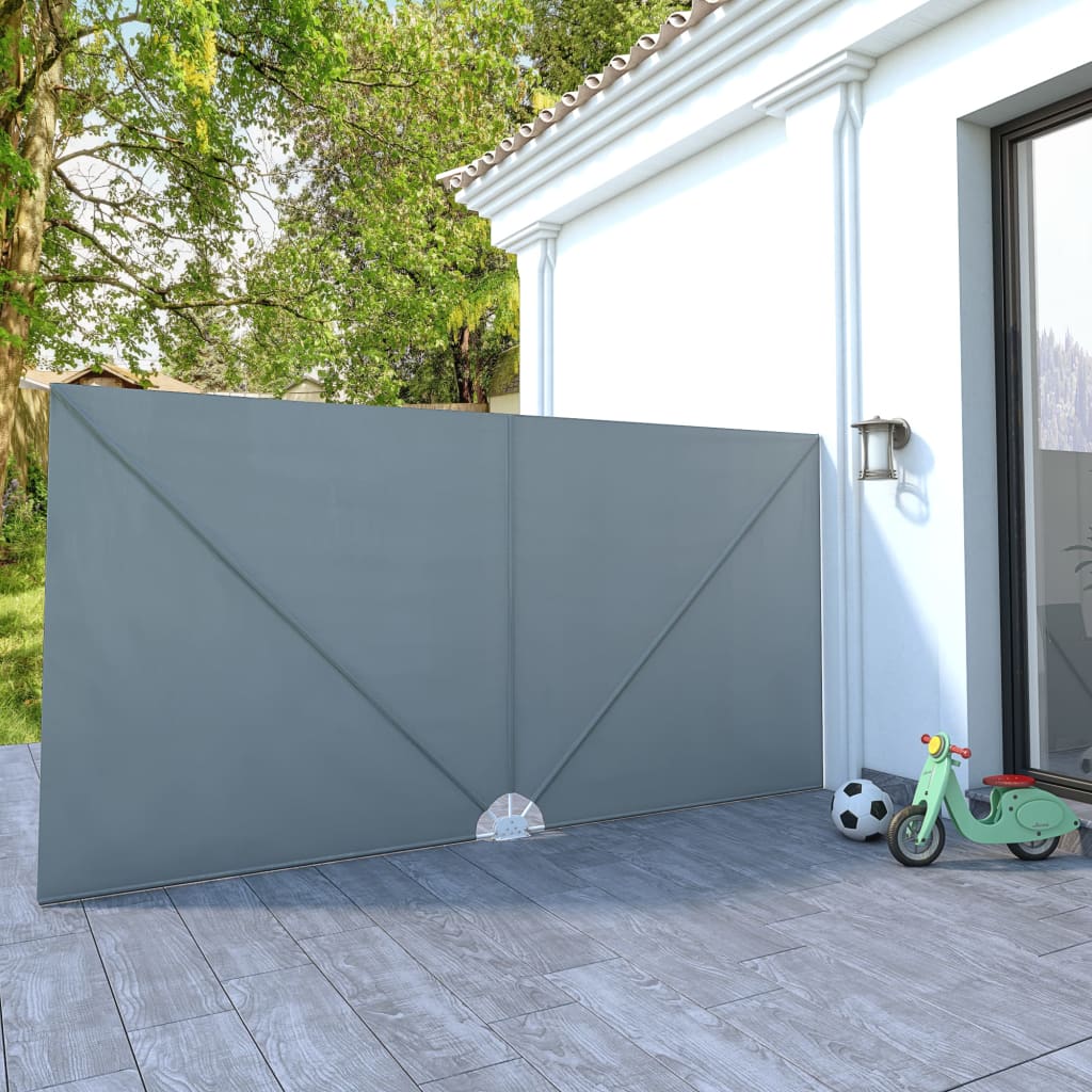 Copertină laterală pliabilă de terasă, gri, 400x200 cm GartenMobel Dekor