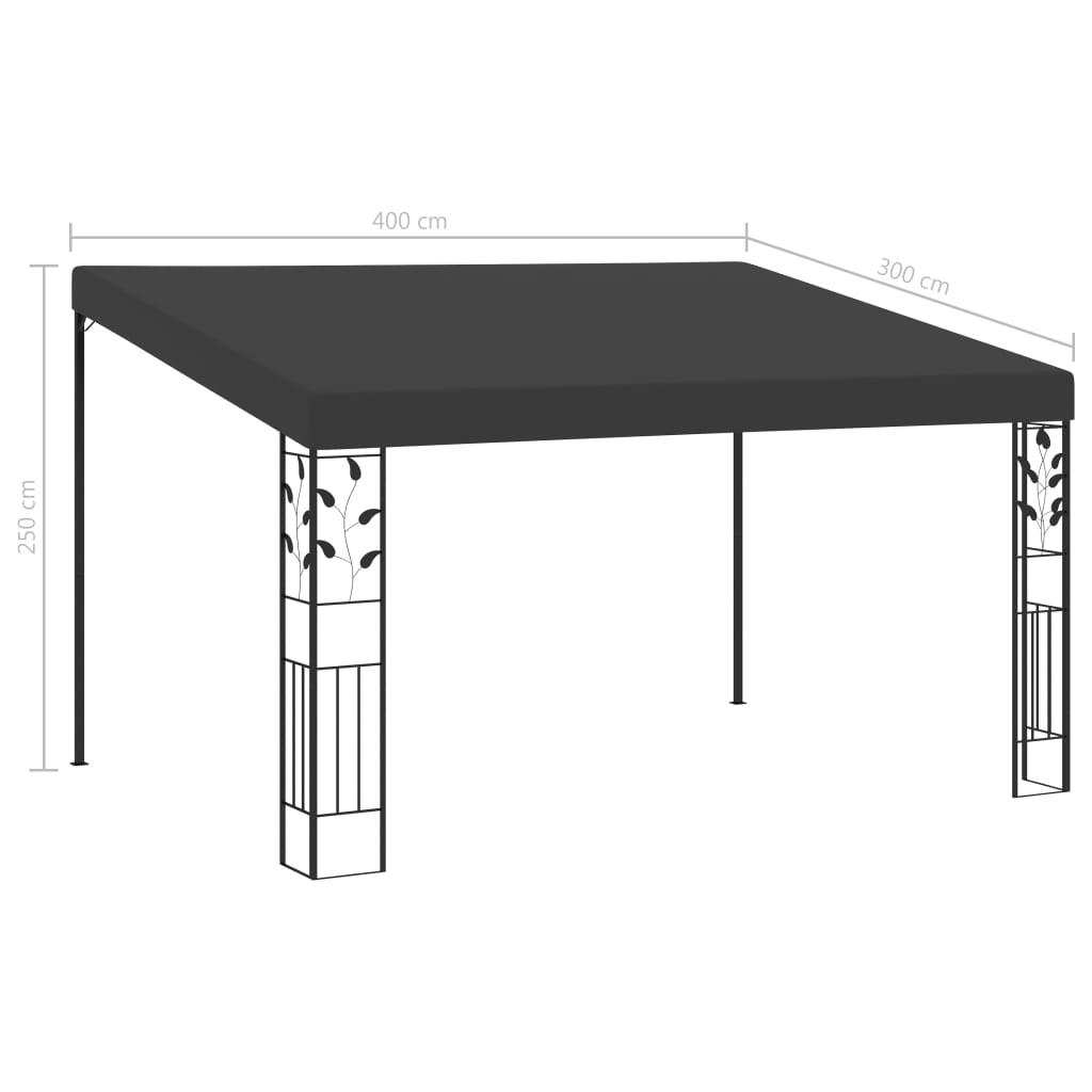 Pavilion de perete, antracit, 4 x 3 x 2,5 m GartenMobel Dekor