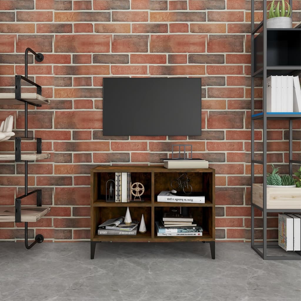 Comodă TV, picioare din metal, stejar afumat, 69,5x30x50 cm GartenMobel Dekor
