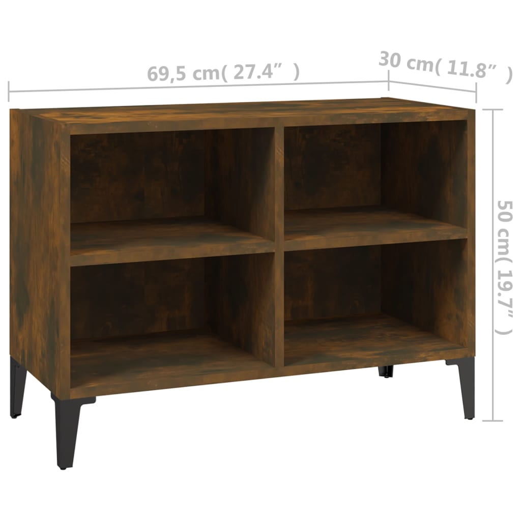 Comodă TV, picioare din metal, stejar afumat, 69,5x30x50 cm GartenMobel Dekor