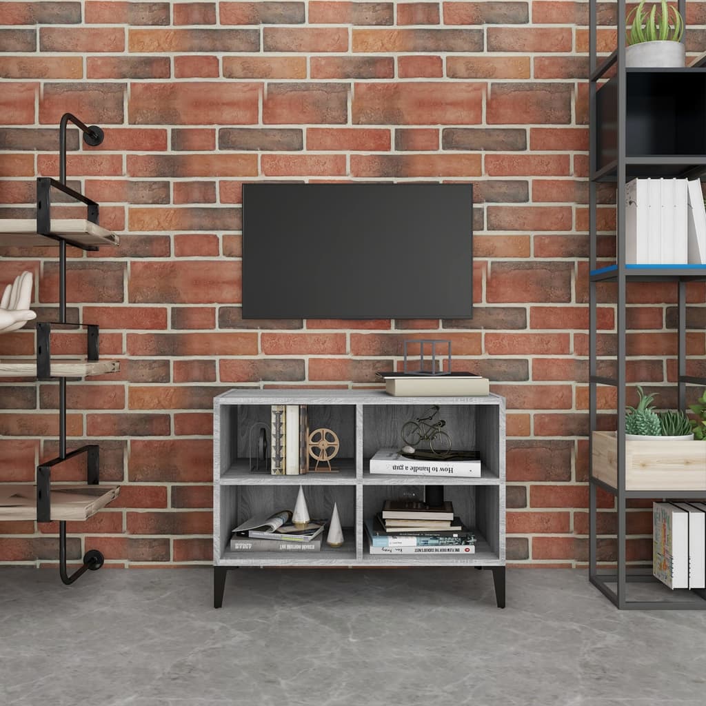 Comodă TV cu picioare metalice, gri sonoma, 69,5x30x50 cm GartenMobel Dekor