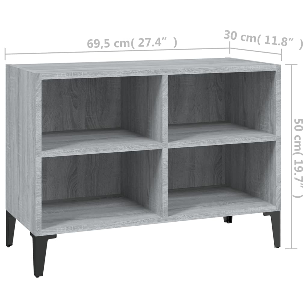 Comodă TV cu picioare metalice, gri sonoma, 69,5x30x50 cm GartenMobel Dekor