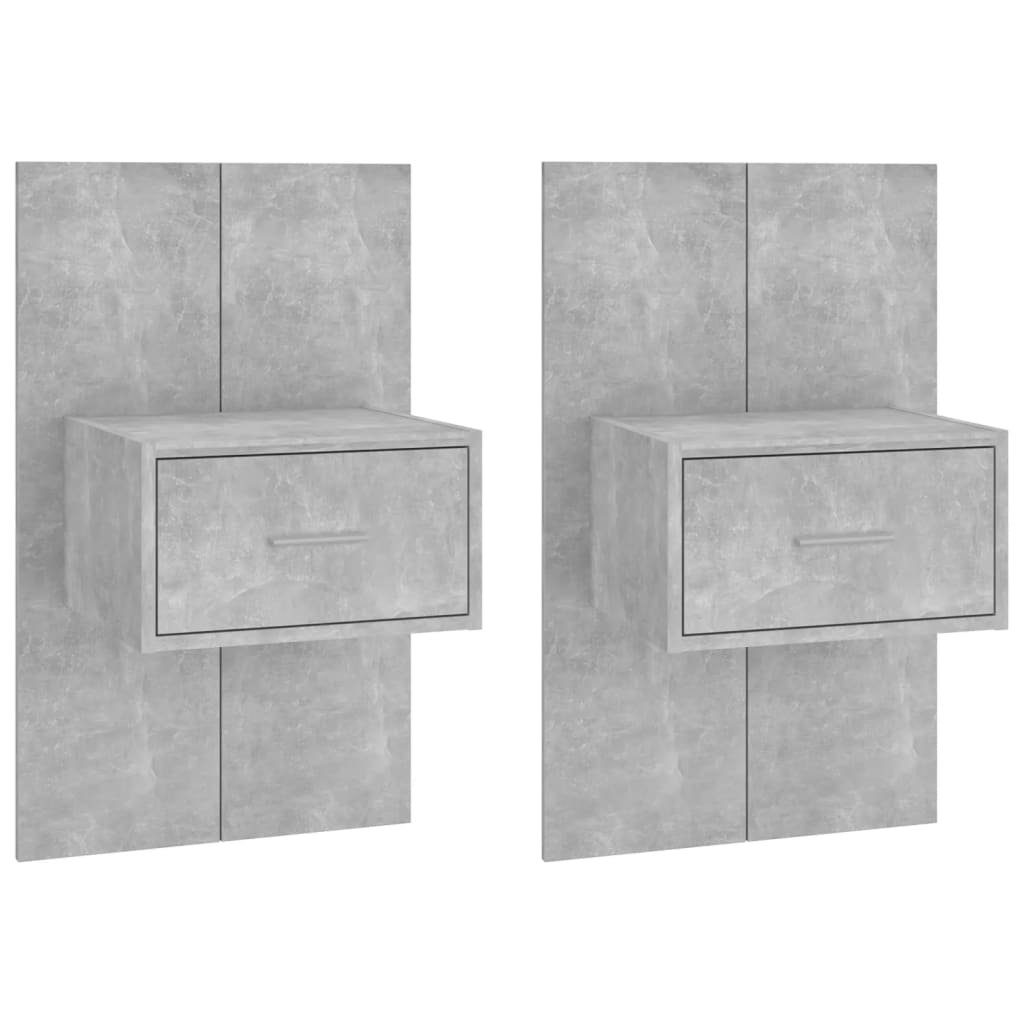 Noptiere de perete, 2 buc., gri beton GartenMobel Dekor