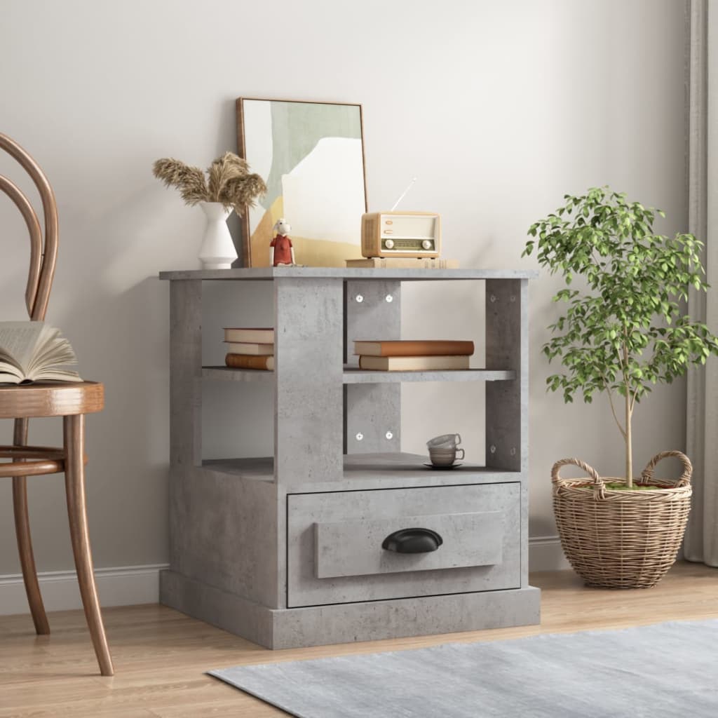 Masă laterală, gri beton, 50x50x60 cm, lemn prelucrat GartenMobel Dekor