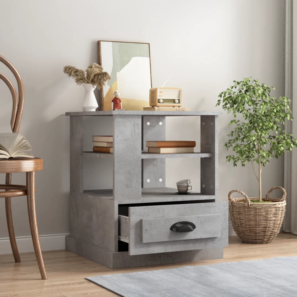 Masă laterală, gri beton, 50x50x60 cm, lemn prelucrat GartenMobel Dekor