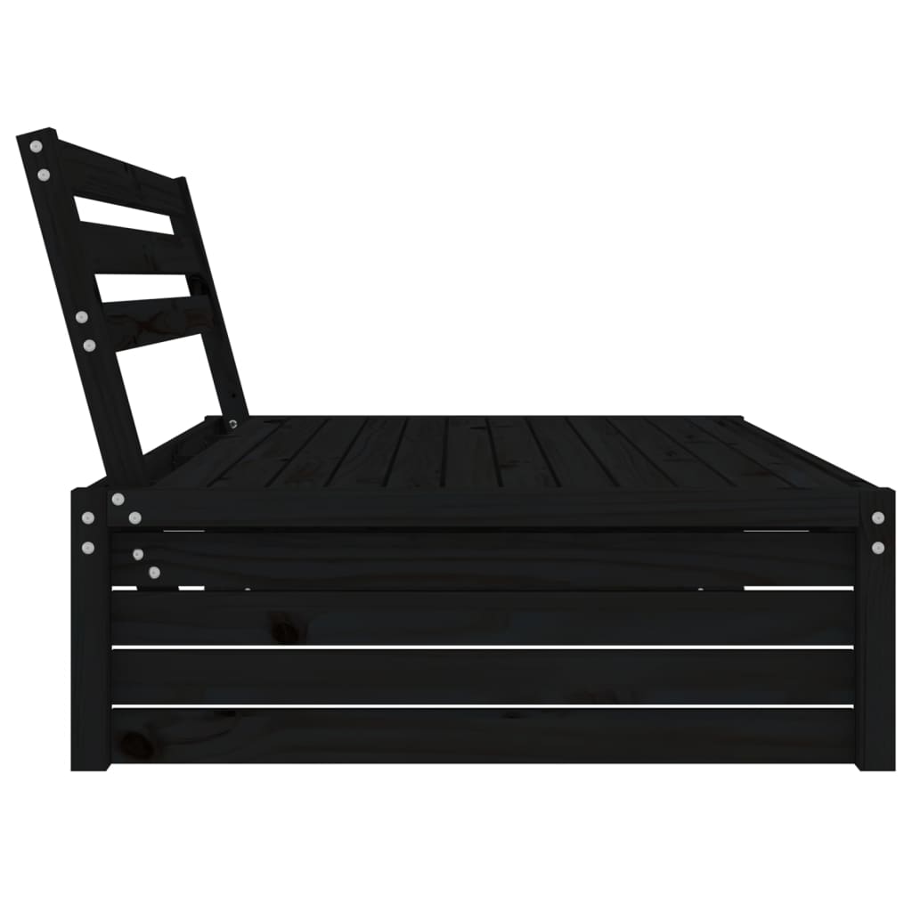 Canapea de mijloc de grădină, negru, 120x80 cm, lemn masiv pin GartenMobel Dekor