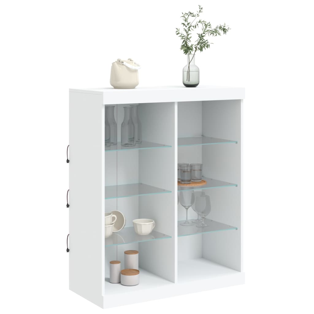 Servantă cu lumini LED, alb, 81x37x100 cm GartenMobel Dekor