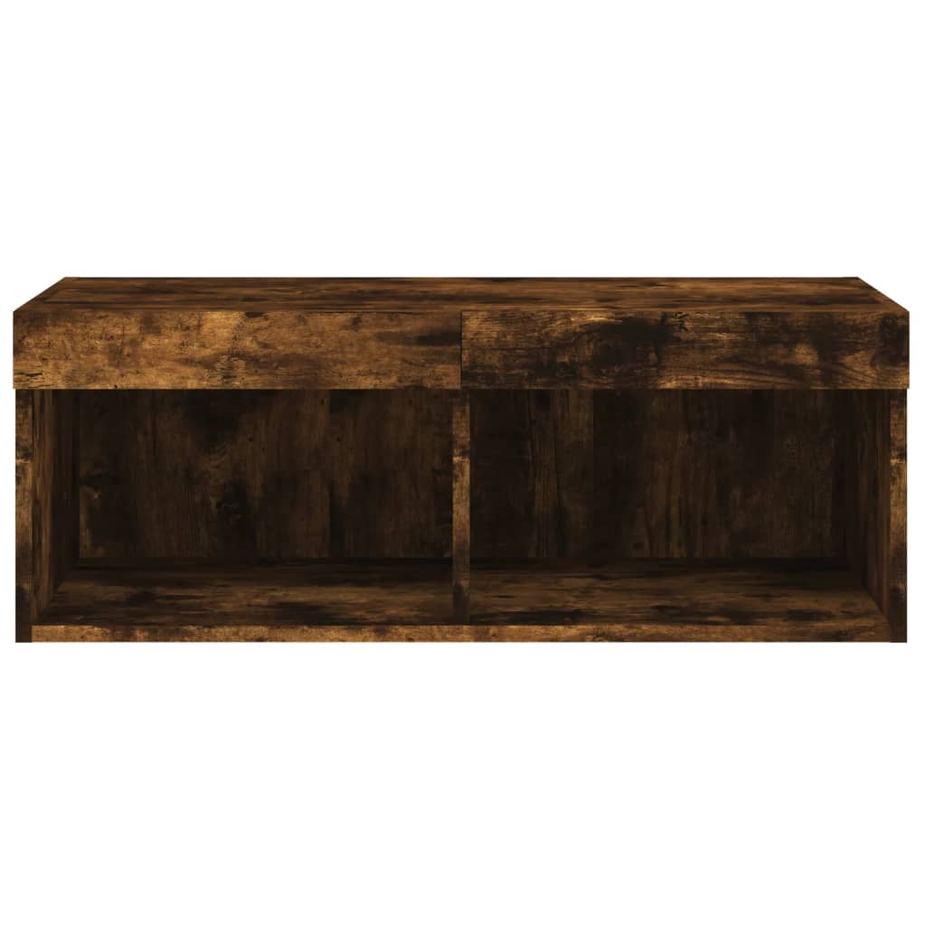 Comodă TV cu lumini LED, stejar fumuriu, 80x30x30 cm GartenMobel Dekor