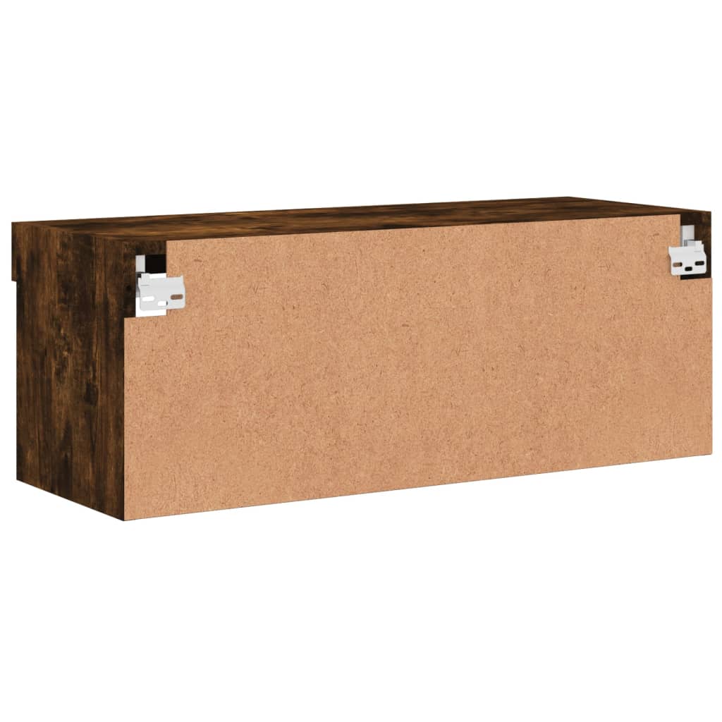 Comodă TV cu lumini LED, stejar fumuriu, 80x30x30 cm GartenMobel Dekor