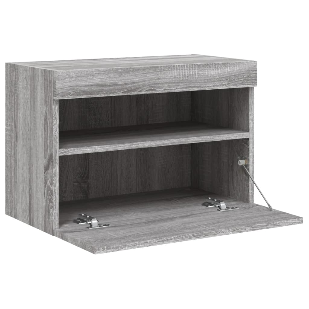 Comodă TV de perete cu lumini LED, gri sonoma, 60x30x40 cm GartenMobel Dekor