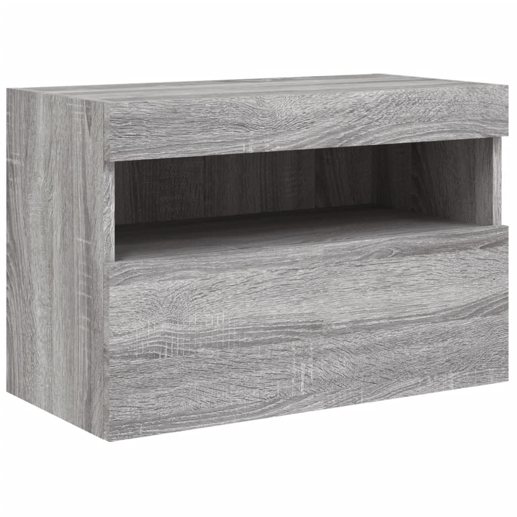 Comodă TV de perete cu lumini LED, gri sonoma, 60x30x40 cm GartenMobel Dekor
