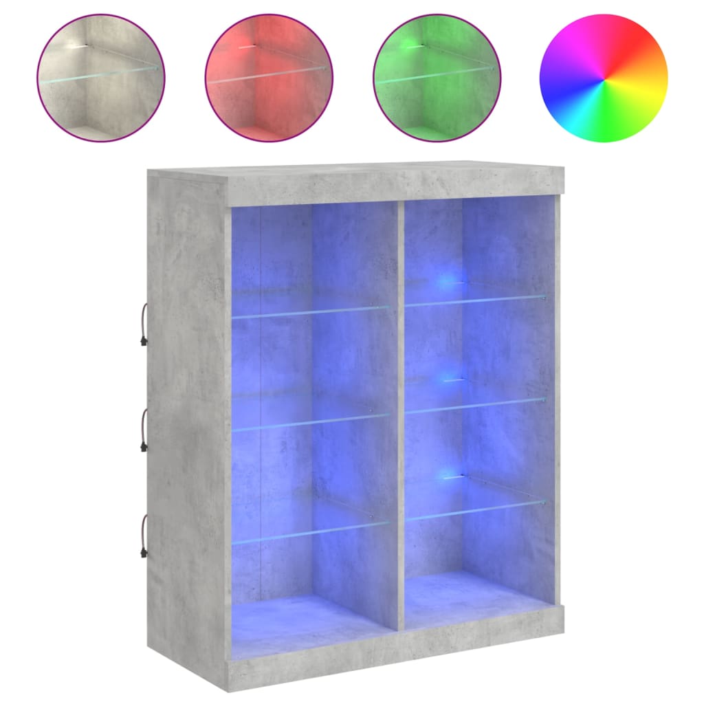Servantă cu lumini LED, gri beton, 81x37x100 cm GartenMobel Dekor