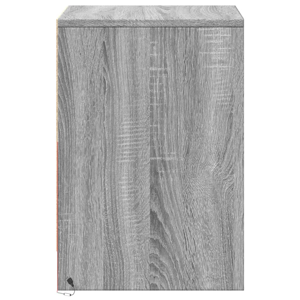 Noptiere cu lumini LED, 2 buc., sonoma gri, lemn prelucrat GartenMobel Dekor