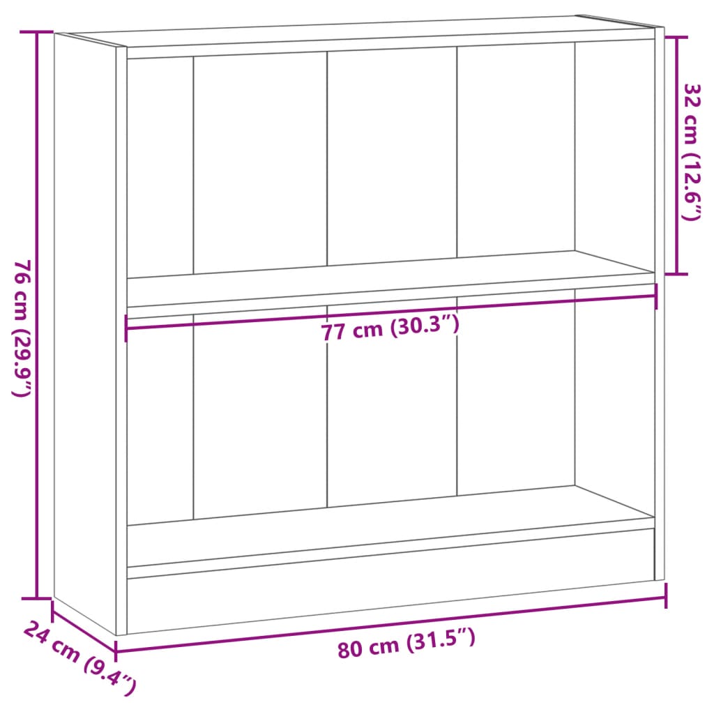 Bibliotecă, stejar artizanal, 80x24x76 cm, lemn prelucrat GartenMobel Dekor