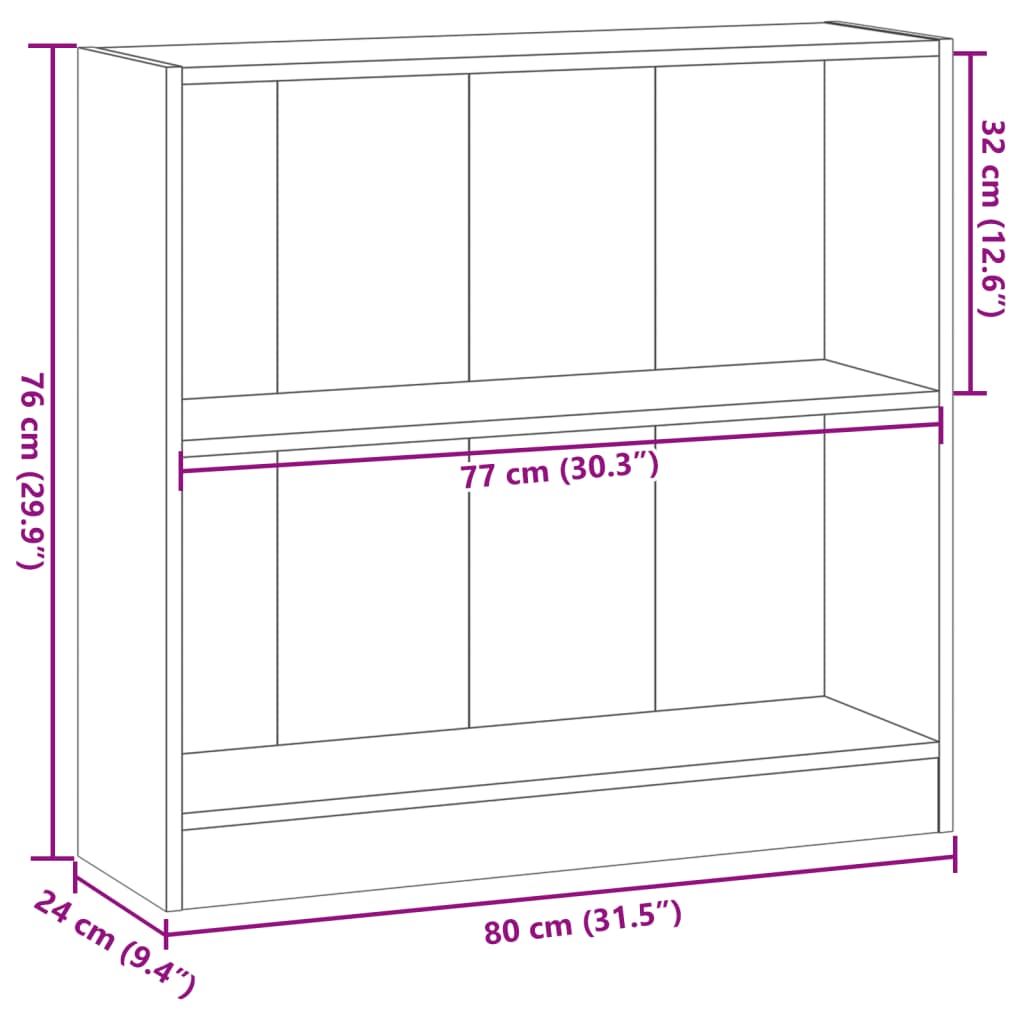 Bibliotecă, stejar fumuriu, 80x24x76 cm, lemn prelucrat GartenMobel Dekor