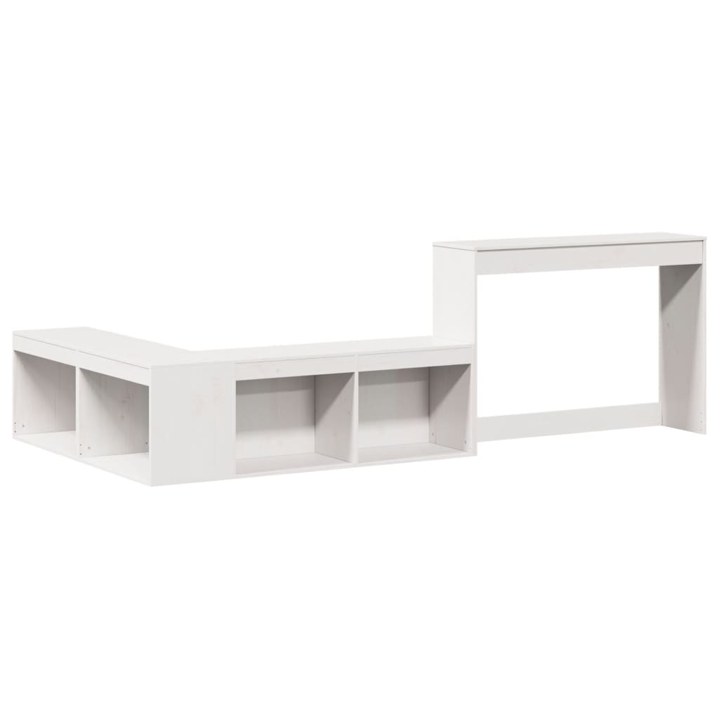 Noptieră cu birou, alb, 232x122x75 cm lemn masiv de pin GartenMobel Dekor