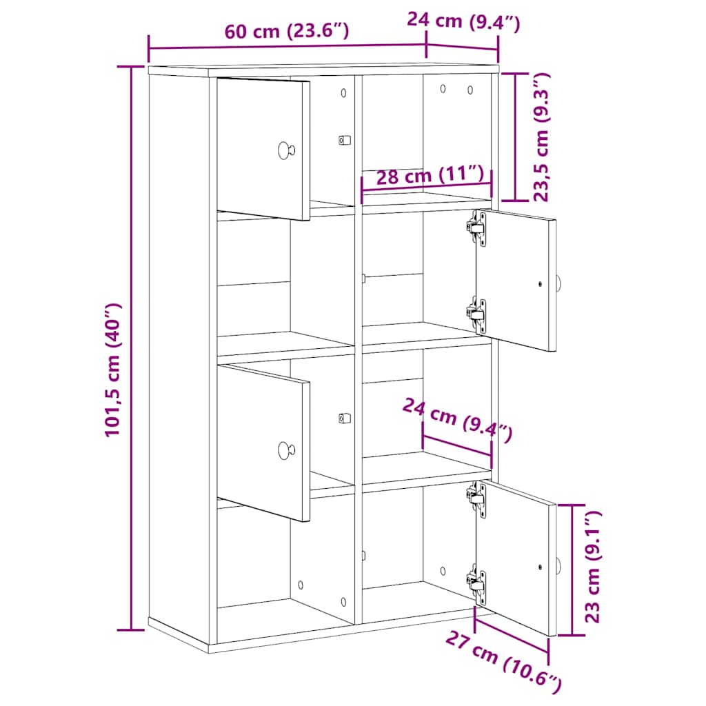 Bibliotecă, gri sonoma, 60x24x101,5 cm, lemn prelucrat GartenMobel Dekor