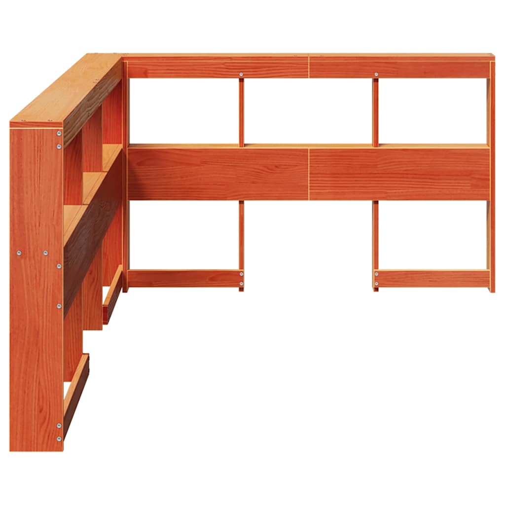 Bibliotecă tăblie în formă de L, ceară maro, lemn masiv de pin GartenMobel Dekor