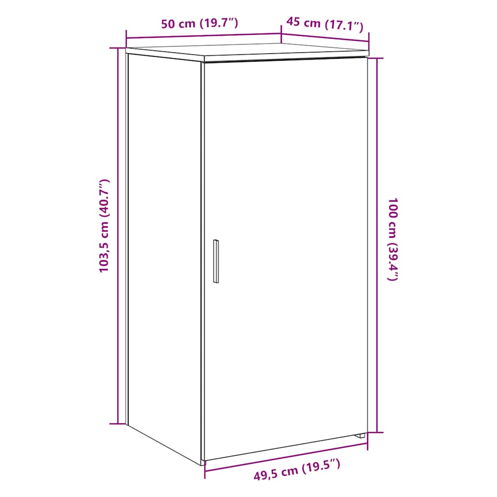 Dulap de depozitare alb 50x45x103,5 cm din lemn prelucrat GartenMobel Dekor