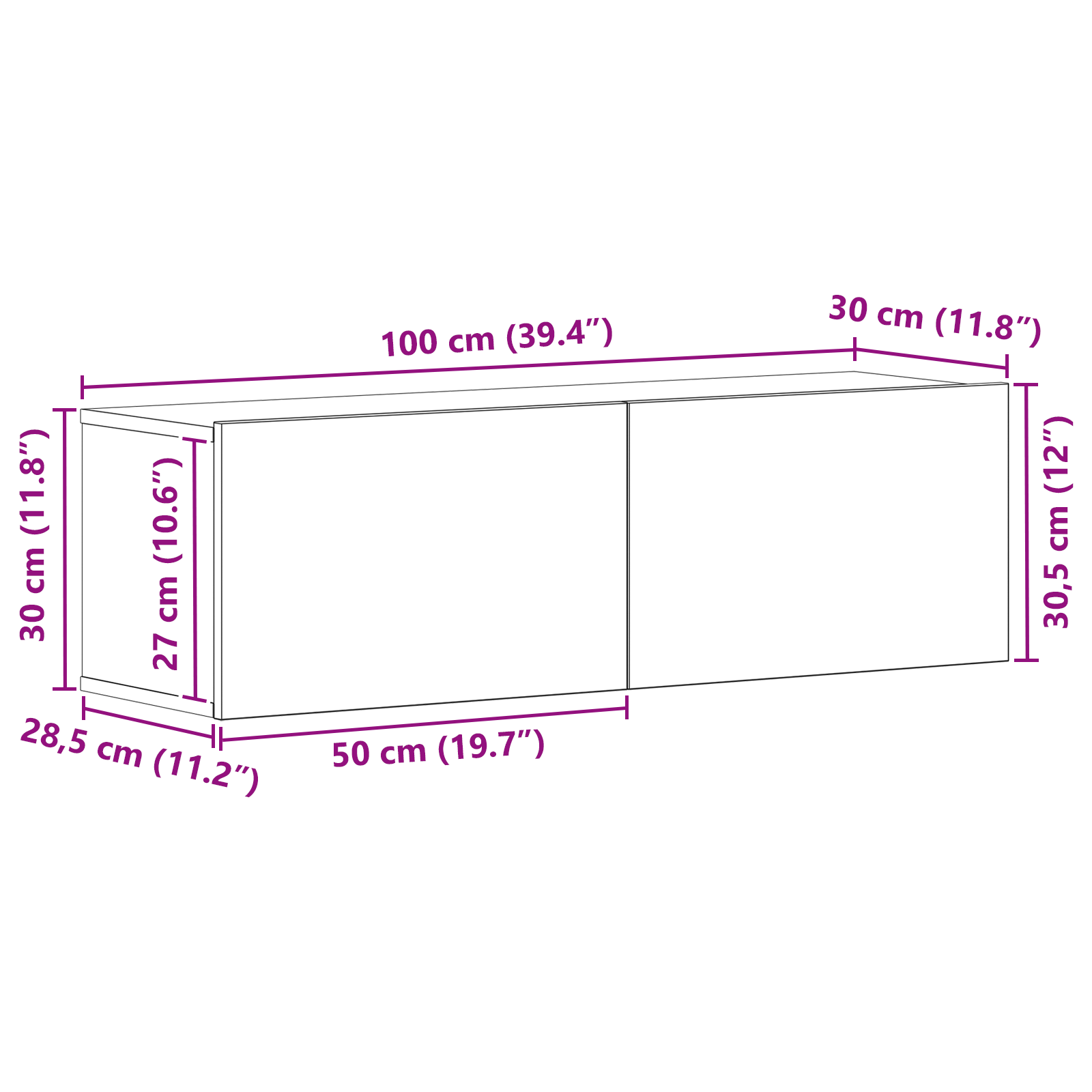 Dulap TV Montat pe Perete Negru din Lemn Compus 100x30x30 cm GartenMobel Dekor