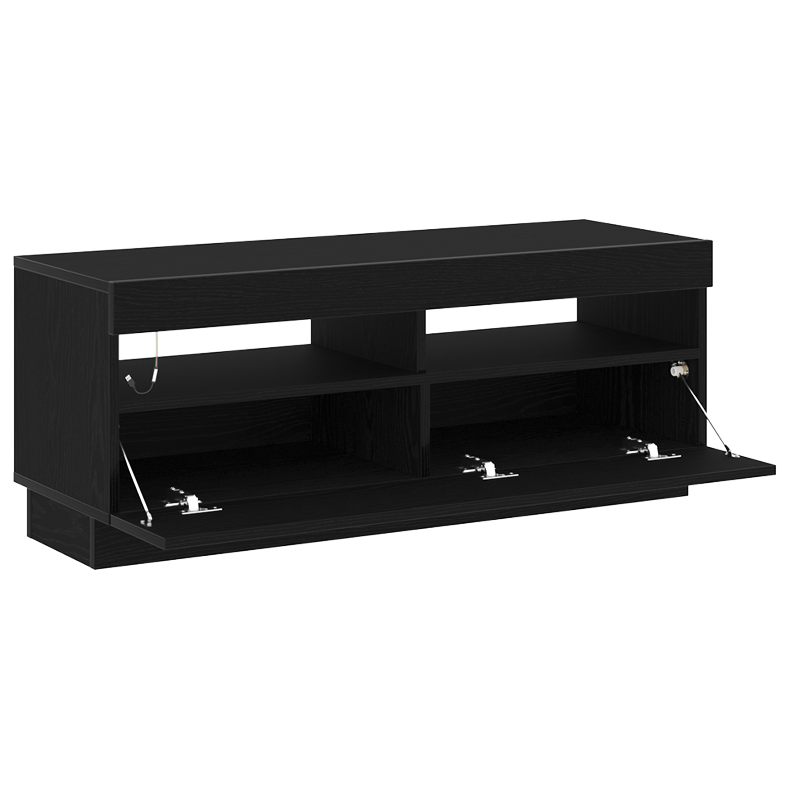 Dulap TV cu lumini LED Stejar Negru 100x35x40 cm Lemn prelucrat GartenMobel Dekor