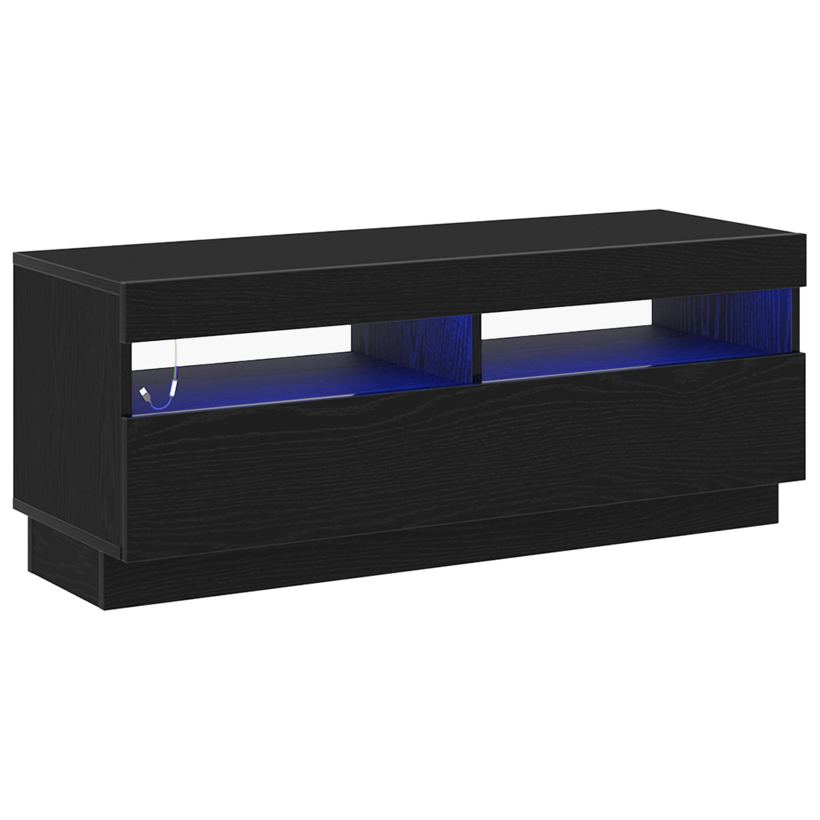 Dulap TV cu lumini LED Stejar Negru 100x35x40 cm Lemn prelucrat GartenMobel Dekor