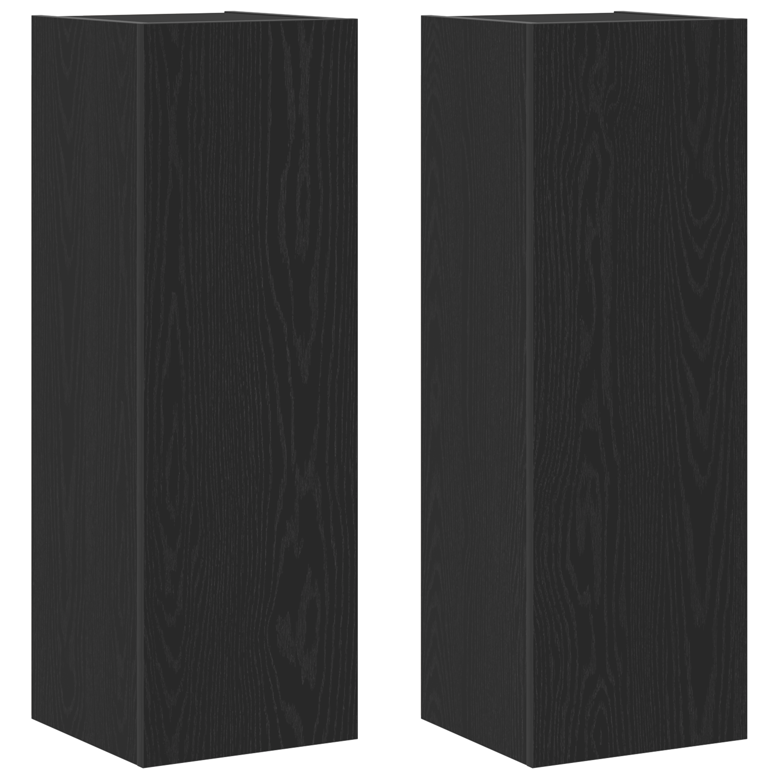 Dulapuri TV de perete 2 buc Negru Stejar 30,5x30x90 cm Lemn prelucrat GartenMobel Dekor